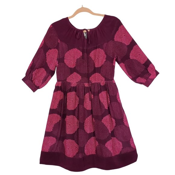 Anthropologie Girls from Savoy Womens Dress sz 0 Silk purple print knee length - Picture 1 of 9